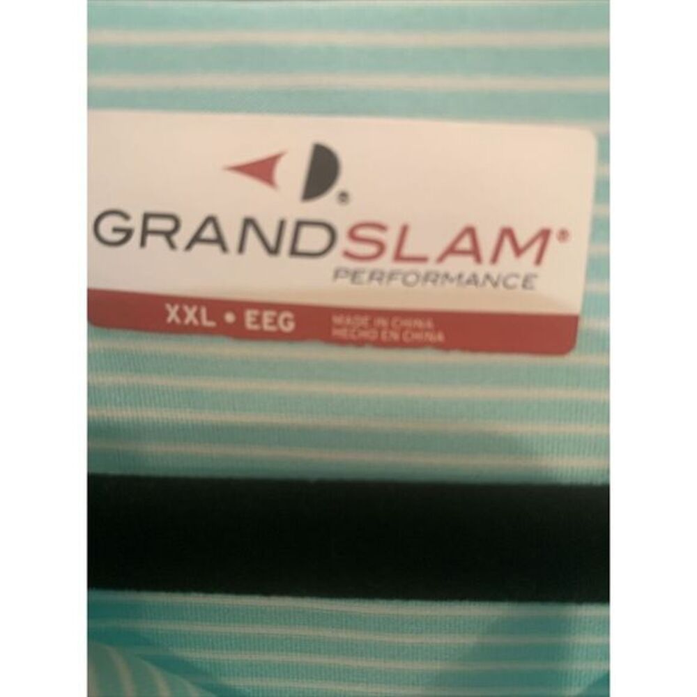 Grand Slam Teal Blue Striped Polo Short Sleeves Golf‎ Shirt men's 2XL Striped - Picture 3 of 5
